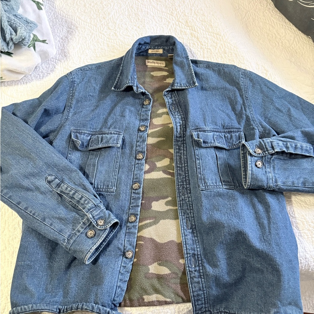 Ruff Hewn Classic Blue Denim Camo Fleece lined Jacket